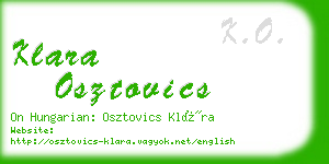 klara osztovics business card